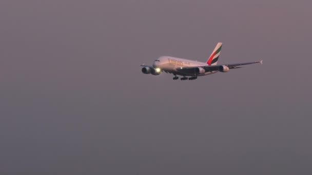Bangkok Thailand January 2023 Widebody Airbus A380 Eup Emirates Landing — 图库视频影像