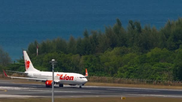 Phuket Thailand February 2023 Boeing 737 Thajského Lva Startu Ranveje — Stock video
