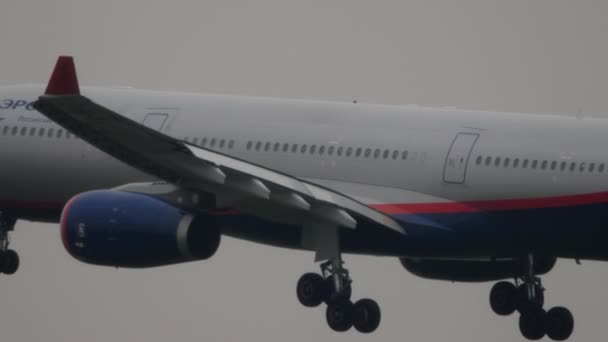 Moscow Russian Federation Juli 2021 Airbus A330 Bpj Aeroflot Landning — Stockvideo