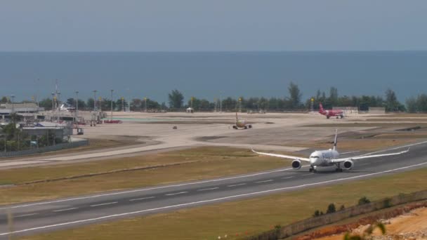 Phuket Thailand Február 2023 Finnair Airbus A350 Lwh Felszáll Phuket — Stock videók
