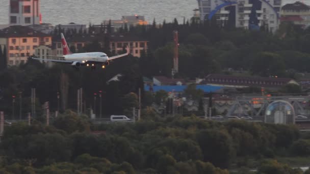 Sochi Rusland Juli 2022 Vliegtuig Boeing 737 Nordwind Passagiersvliegtuig Landing — Stockvideo