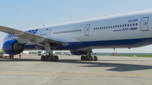Moskva Ruská Federace Května 2015 Širokoúhlé Boeing 777 Unp Transaero — Stock video