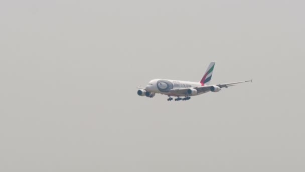 Bangkok Thailand Maart 2023 Airbus A380 Euy Emirates Reis Met — Stockvideo