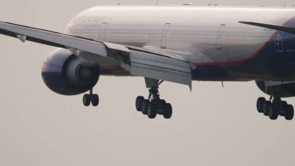Moscow Russian Federation Juli 2021 Landning Med Passagerarplan Sheremetyevos Flygplats — Stockvideo