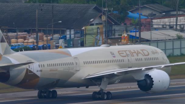 Phuket Thailand January 2023 Footage Side View Boeing 787 Dreamliner — Stock Video