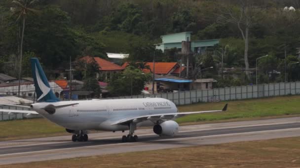 Phuket Thailand February Bruary 2023 Jet Airbus A330 Lak Cathay — 图库视频影像