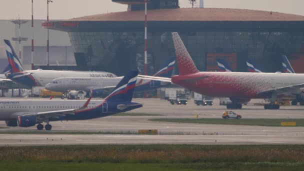 Moscou Federation Russie Juillet 2021 Flotte Avions Aeroflot Aéroport Sheremetyevo — Video