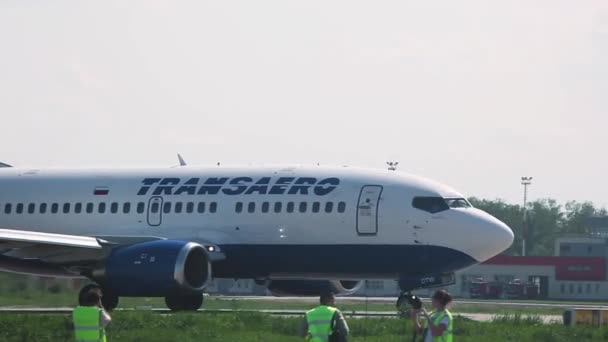 Moscow Rusia Federasi Mei 2015 Boeing 737 Dtw Dari Transaero — Stok Video