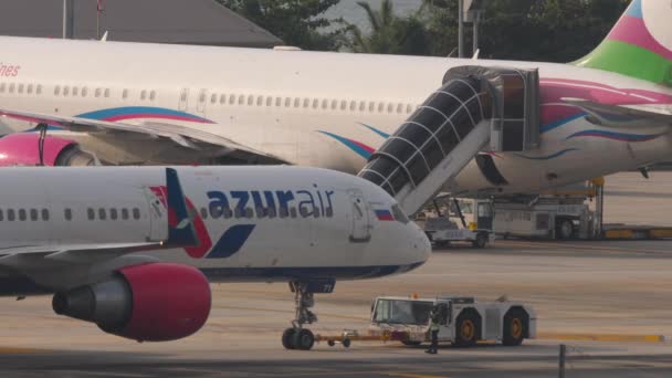 Phuket Thailand Φεβρουαριου 2023 Boeing 757 Της Azur Air Στο — Αρχείο Βίντεο