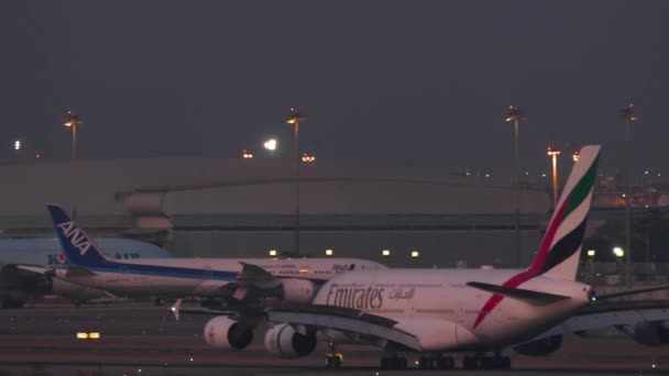 Бангкок Таиланд Января 2023 Года Airliner Airbus A380 Eup Emirates — стоковое видео