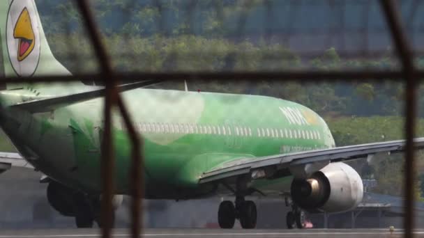 Phuket Thailand Februari 2023 Boeing 737 Dbg Van Nok Air — Stockvideo