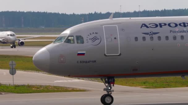 Mosca Federazione Russa Luglio 2021 Aereo Airbus A321 Aeroflot Taxi — Video Stock