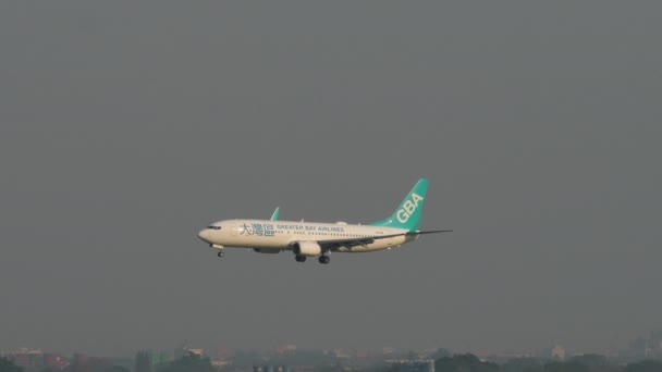 Bangkok Thailandia Marzo 2023 Boeing 737 Della Greater Bay Airlines — Video Stock