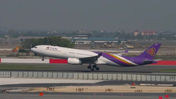 Bangkok Thailand Mart 2023 Thai Nin Geniş Gövdeli Airbus A330 — Stok video