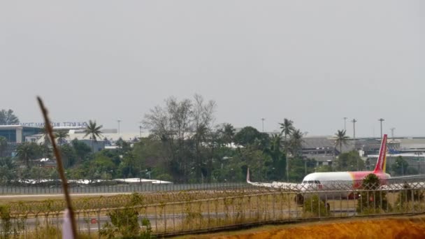 Phuket Thaïlande Janvier 2023 Aéronefs Réaction Freinage Aérien Après Atterrissage — Video