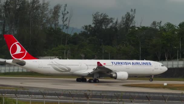 Phuket Thaïlande Janvier 2023 Avion Passagers Airbus A330 Turkish Airlines — Video