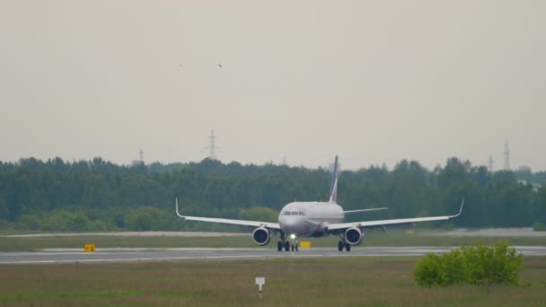 Novosibirsk Russian Federation Juni 2020 Vliegtuig Van Aeroflot Taxiën Luchthaven — Stockvideo