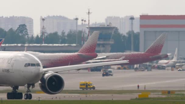 Moscow Russian Fedation July 2021 Widebody Boeing 777 Bjj Nordwind — 图库视频影像