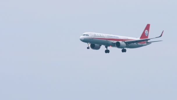 Phuket Thailand January 2023 Civil Plane Airbus A321 30Ac Sichuan — 图库视频影像