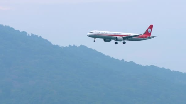 Phuket Thailand Janeiro 2023 Avião Civil Airbus A321 30Ac Sichuan — Vídeo de Stock