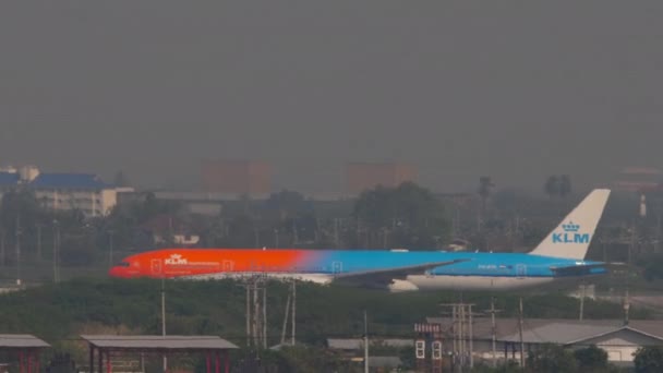Bangkok Thaïlande Mars 2023 Décollage Boeing 777 Klm Airlines Avec — Video