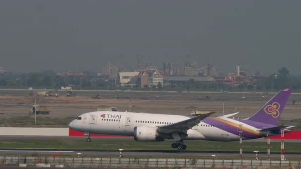 Bangkok Thailand March 2023 Boeing 787 Dreamliner Tqa Thai Airways — Stok video