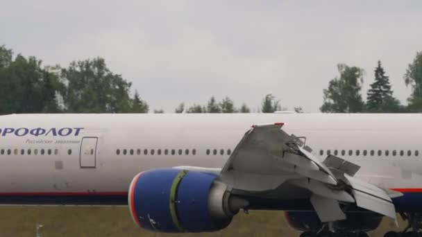 Moscow Russian Federation Julho 2021 Boeing 777 Aeroflot Pouso Tocando — Vídeo de Stock