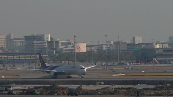 Bangkok Tailândia Janeiro 2023 Airbus A350 Thai Airways Acelerando Antes — Vídeo de Stock