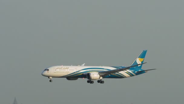 Bangkok Thailandia Gennaio 2023 Dreamliner Boeing 787 A4O Dell Oman — Video Stock