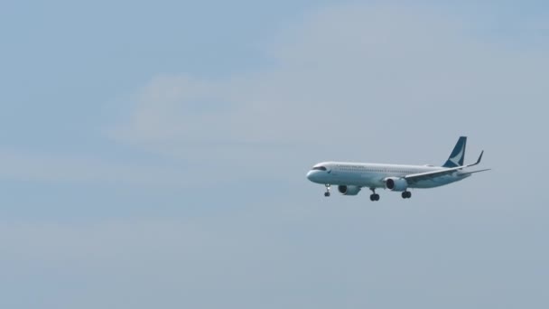 Phuket Thailand Január 2023 Utasszállító Repülőgép Airbus A321Neo Cathay Pacific — Stock videók