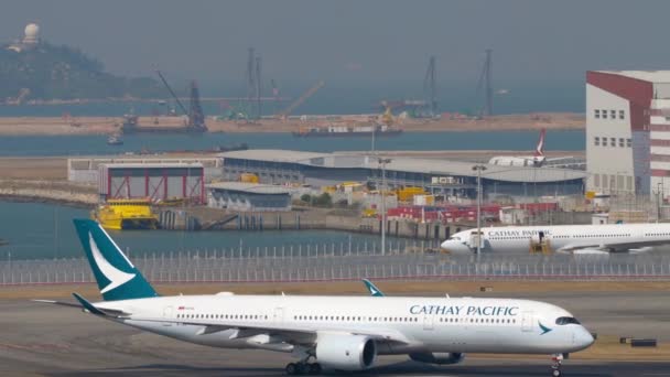 Hong Kong November 2019 Modern Konforlu Airbus A350 941 Lqa — Stok video