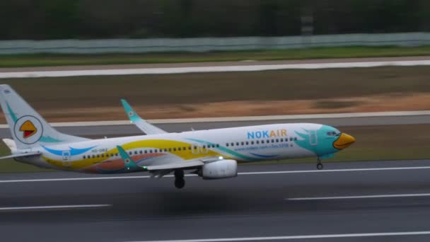 Phuket Thailand Február 2023 Repülőgép Boeing 737 Nok Légi Leszállás — Stock videók