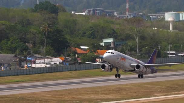 Phuket Thailand Ruari 2023 Fotografier Passagerarflygplan Airbus A320 Txb Thailändskt — Stockvideo