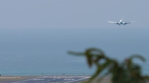 Niş Yapan Bir Jet Yolcu Uçağı Görüntüsü Uçak Geldi Uçak — Stok video