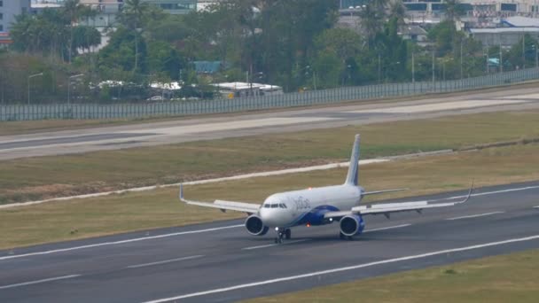 Phuket Thailand February 2023 Airbus A321 252Nx Ilg Гальмування Indigo — стокове відео