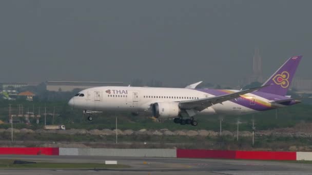 Bangkok Thaïlande Mars 2023 Boeing 787 Dreamliner Tqa Thai Airways — Video