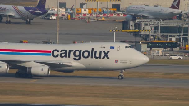 Hong Kong Novembre 2019 Aeromobili Carico Boeing 747 Icl Cargolux — Video Stock