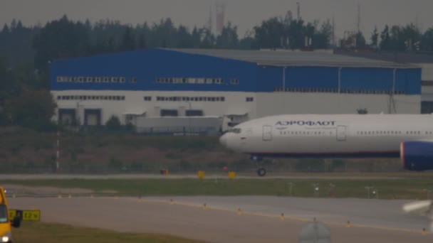 Москва Российская Федерация Июля 2021 Года Boeing 777 Компании Аэрофлот — стоковое видео