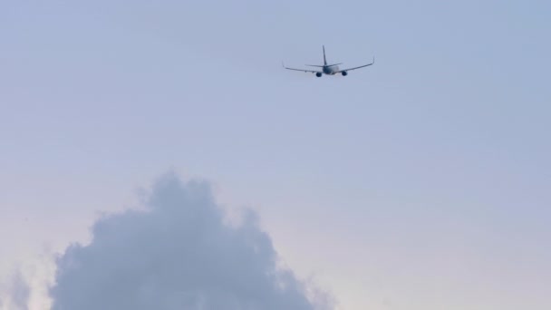Samolot Startujący Strzał Ciemno Widok Tyłu Samolot Odlatuje Samolot Odlatuje — Wideo stockowe