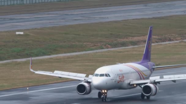 Phuket Tailandia Febrero 2023 Airbus A320 Txn Thai Smile Braking Clip De Vídeo