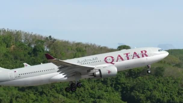 Phuket Thaïlande Février 2023 Décollage Airbus A330 Aci Qatar Airways — Video