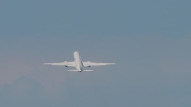 SOCHI, RUSSIA - 01 AĞUSTOS 2022: Rus Tupolev Tu-214 sefer sayılı uçak Soçi havaalanından havalanıyor, arka görüş.