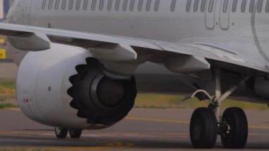 ALMATY, KAZAKHSTAN - 27 Haziran 2024: Ticari uçak Boeing 737 MAX, TC-LYE Türk Havayolları taksicilik, yan görüş. Almaty havaalanında görüldü.