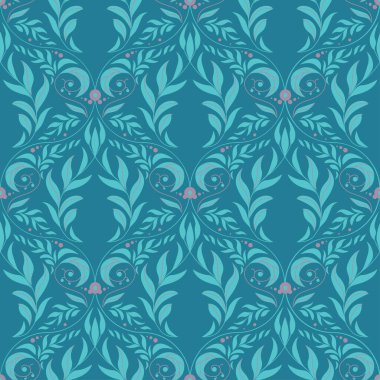 Yaprakları ve çiçekleri olan çiçeksiz vektör deseni