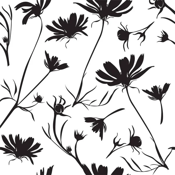 Sömlöst Klippmönster Med Trädgårdsväxter Och Blommor — Stock vektor