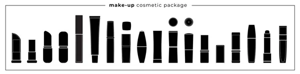 Verzameling Van Cosmetische Lijnpakketten Vector Illustratie Lippenstift Producten Voor Huid — Stockvector
