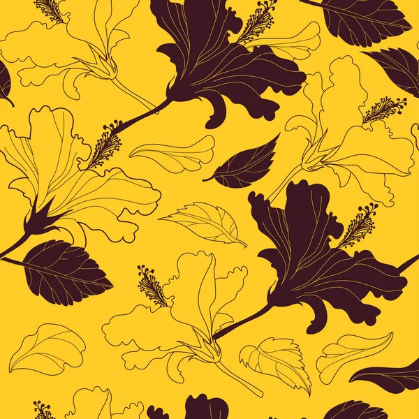 ハイビスカスの花フラットモダンなイラストシームレスなパターン ベクトルイラスト ファッション面デザイン — ストックベクタ