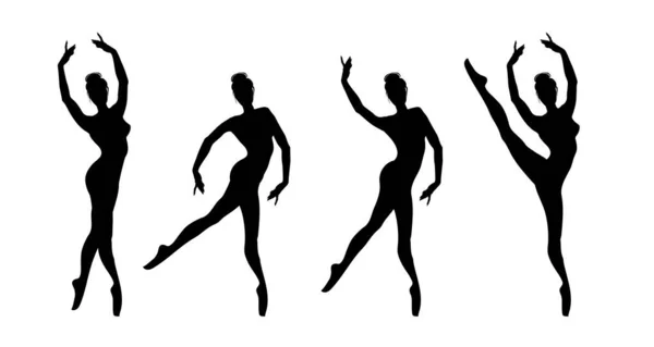 Stampa Illustrazione Vettoriale Della Ballerina Danzante Silhouette Femminile — Vettoriale Stock