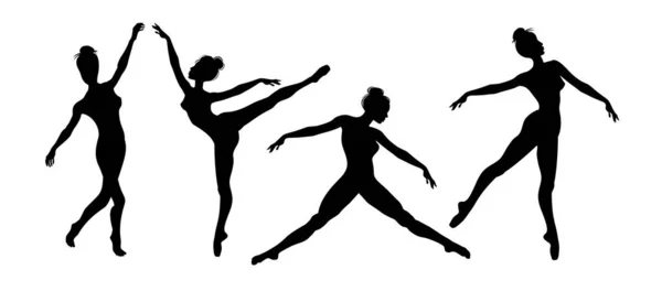 Print Vector Illustration Dancing Ballerina Woman Silhouette — Stock Vector