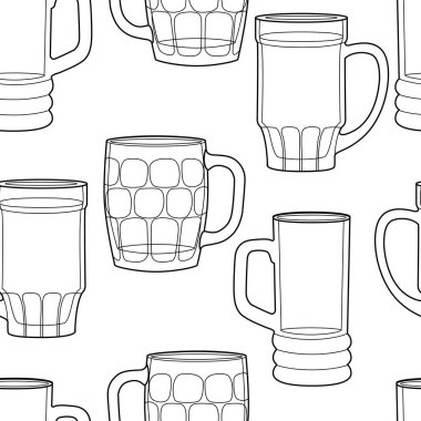 Vektör hattı, kusursuz desenli alkol bardakları. Vektör illüstrasyonu